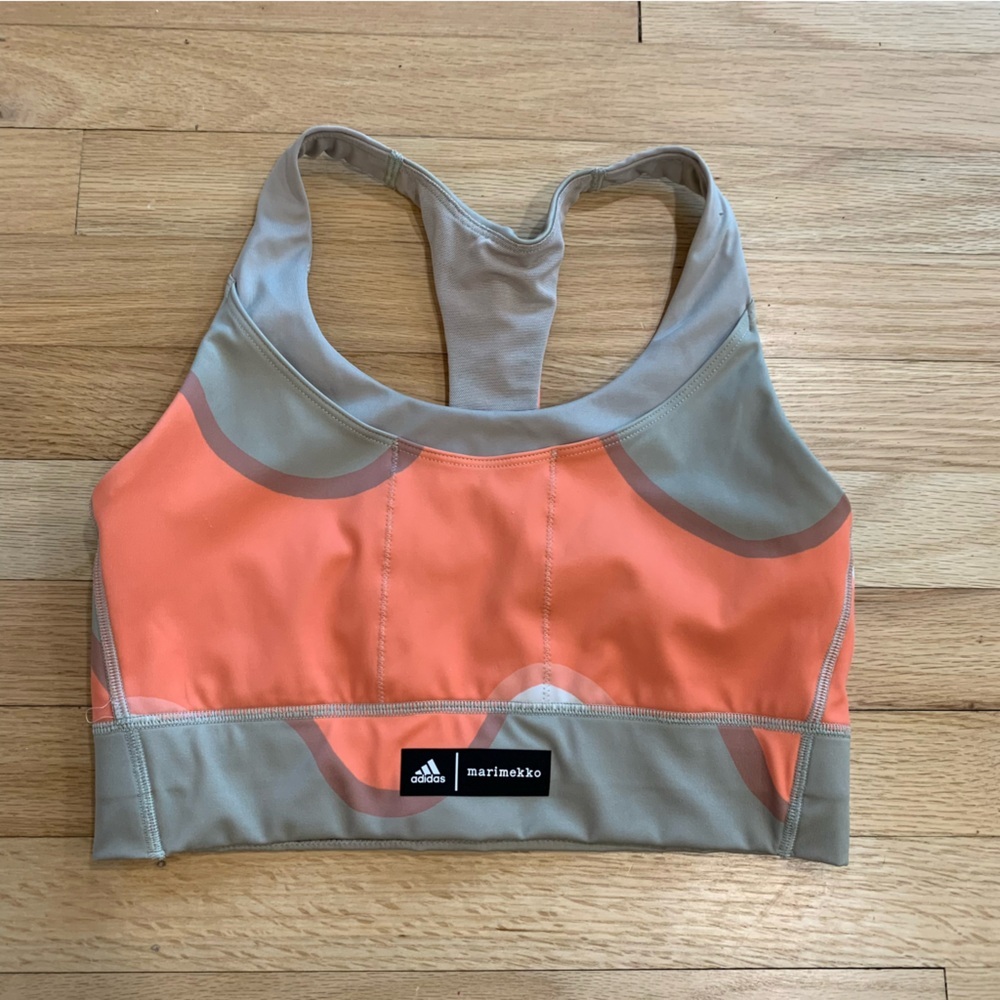 Adidas x Marimekko Colorful Abstract Sports Bra Removable Padding Workout Sz Med - Picture 2 of 11